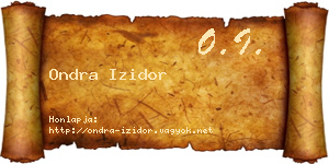 Ondra Izidor névjegykártya